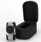 Het Horlogedoos Debossed Logo Exquisite Workmanship van het luxe Zwarte Leer